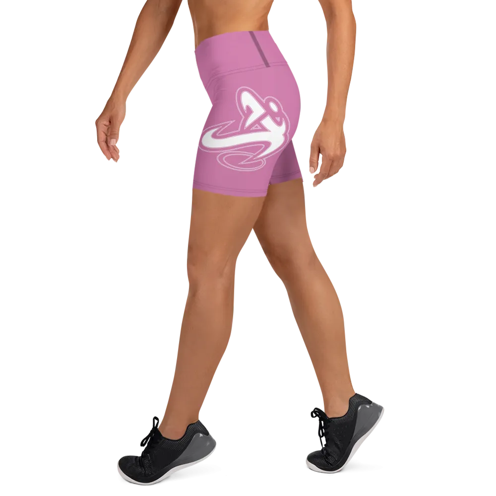 Athletic Apparatus Pink 1 White logo Yoga Shorts