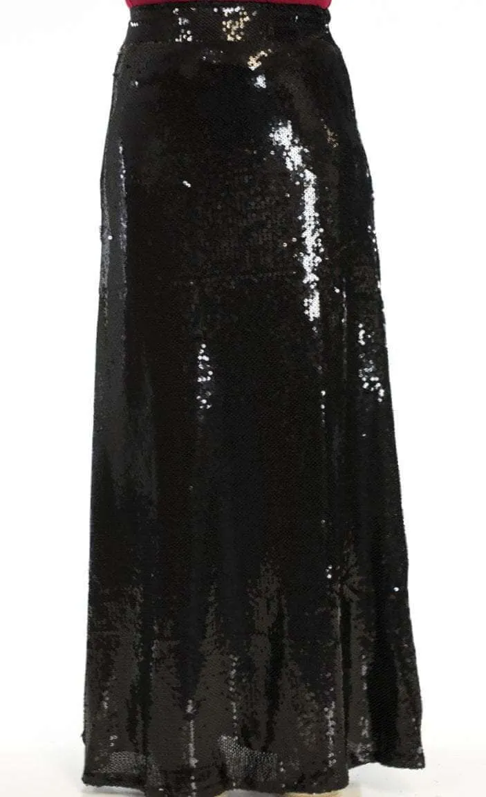 Black Sequin Maxi Skirt