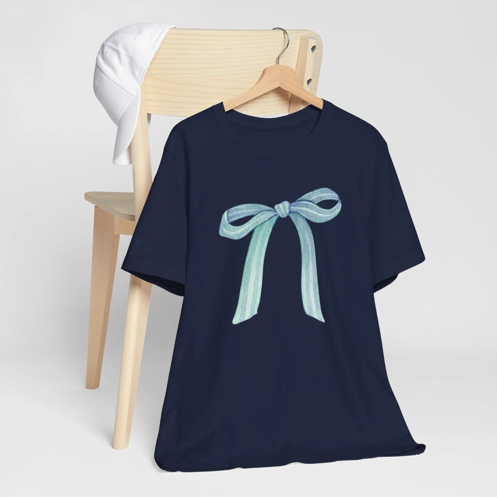 Blue Striped Bow Cozy T-Shirt