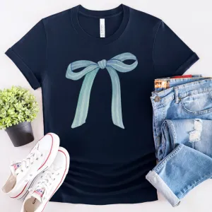 Blue Striped Bow Cozy T-Shirt