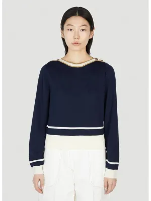 Boat Neck Knit Top Navy