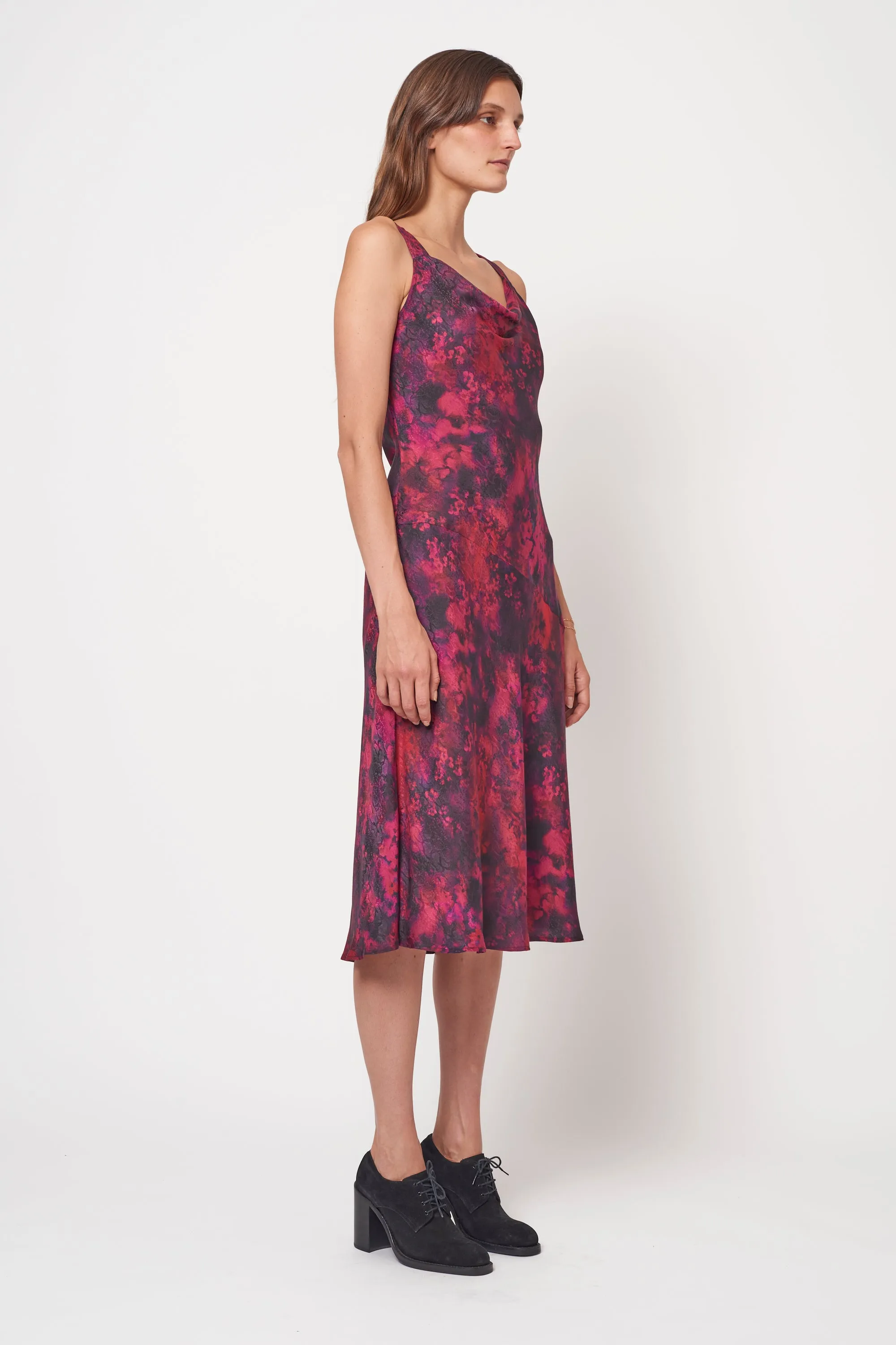 Bordeaux Flowers Linda Midi Dress