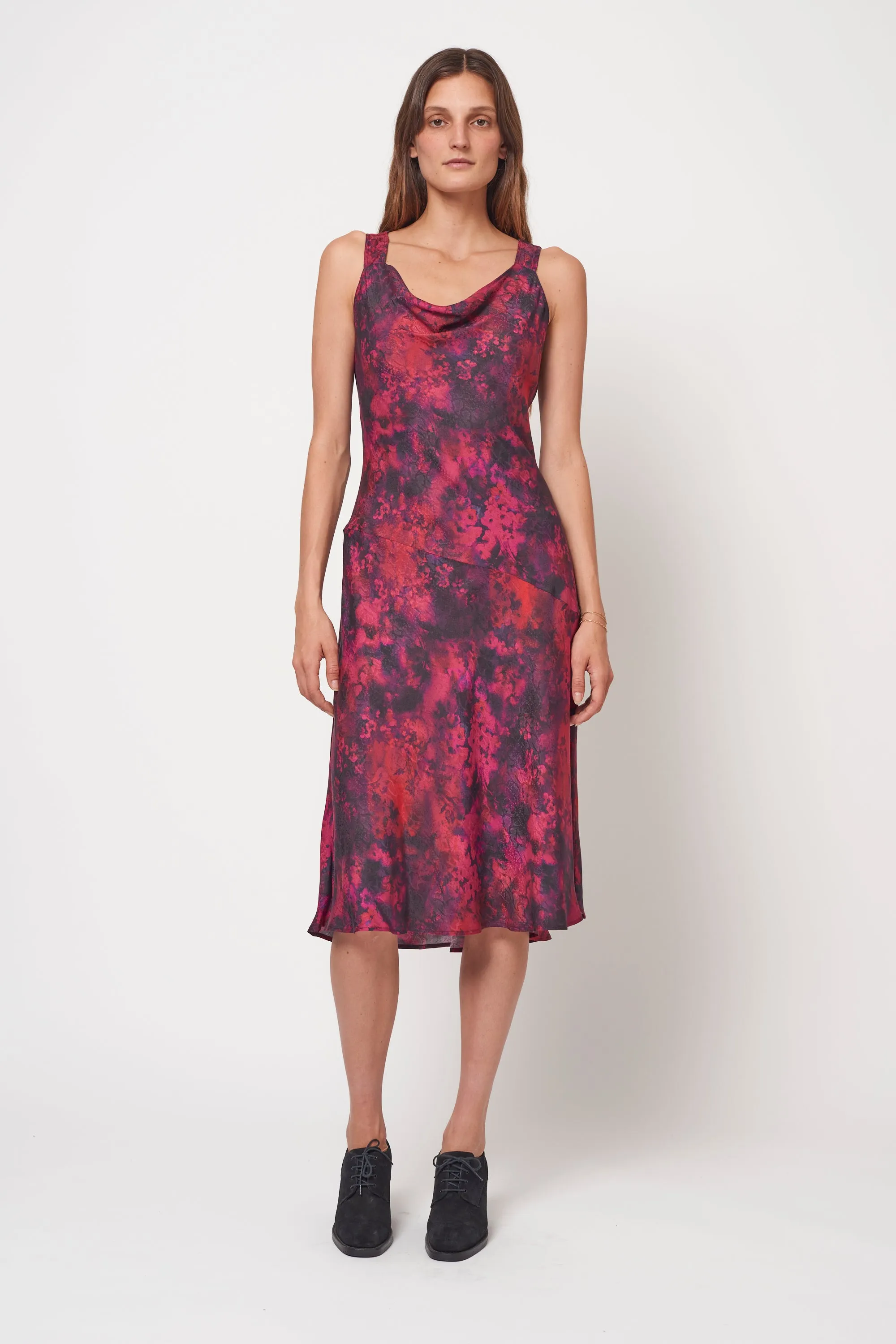 Bordeaux Flowers Linda Midi Dress