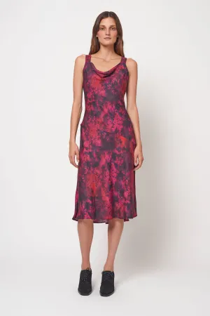 Bordeaux Flowers Linda Midi Dress