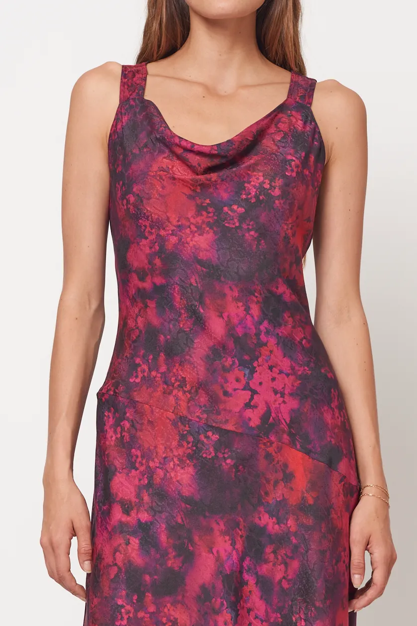 Bordeaux Flowers Linda Midi Dress