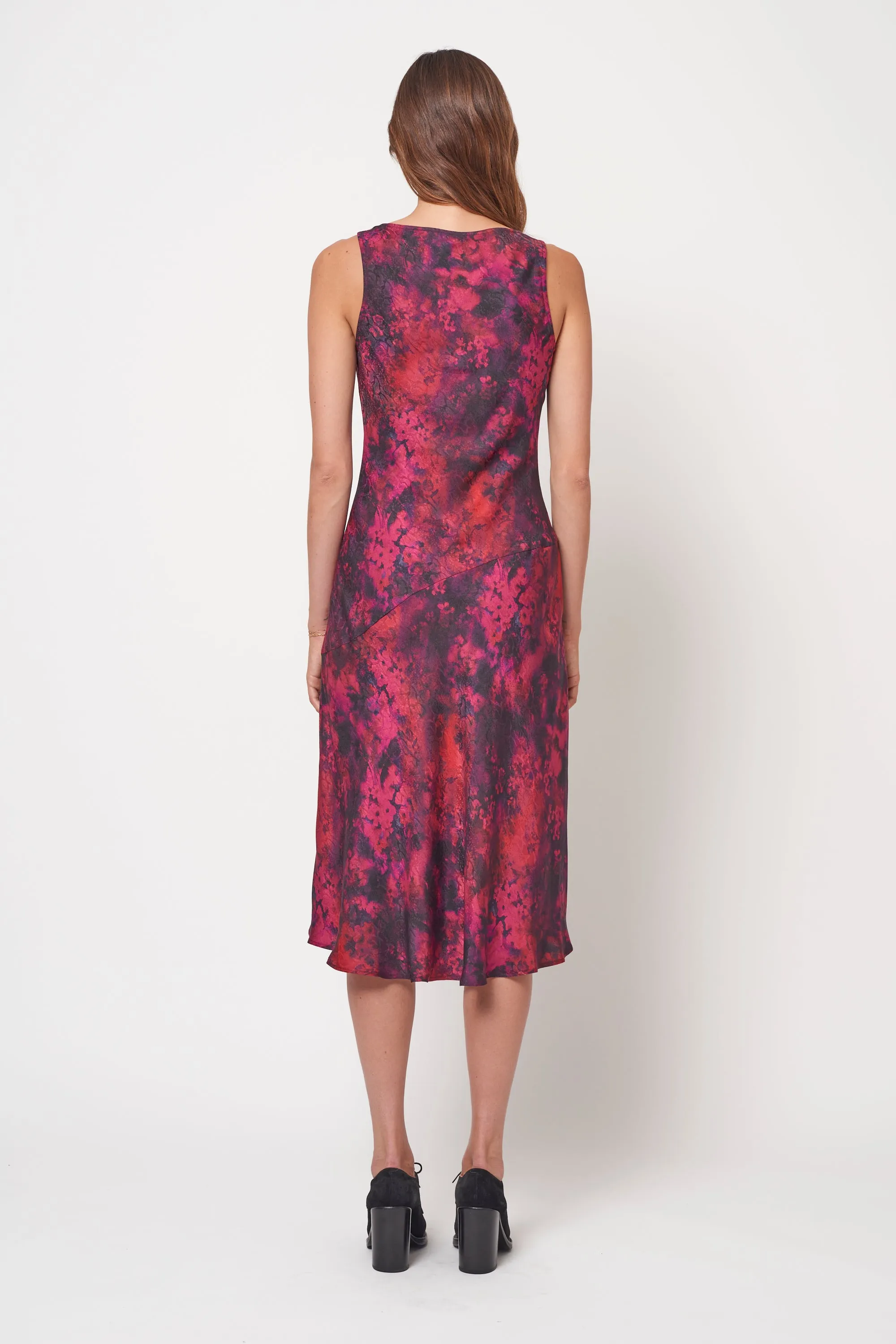 Bordeaux Flowers Linda Midi Dress