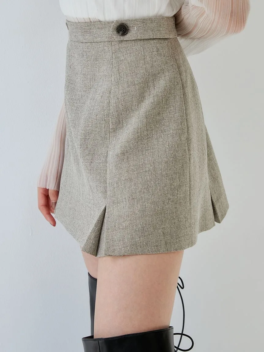 Box Pleats High Waist Tweed Mini Skirt