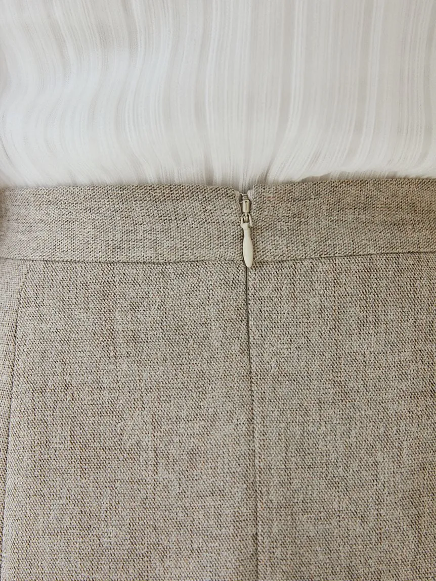 Box Pleats High Waist Tweed Mini Skirt