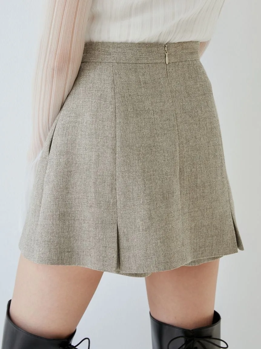Box Pleats High Waist Tweed Mini Skirt