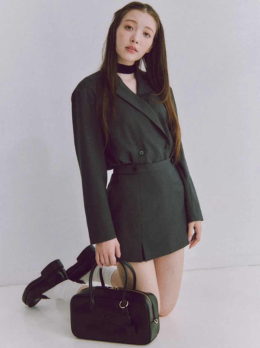 Box Pleats High Waist Tweed Mini Skirt