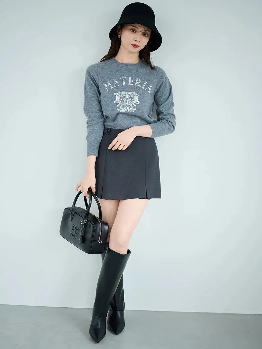 Box Pleats High Waist Tweed Mini Skirt