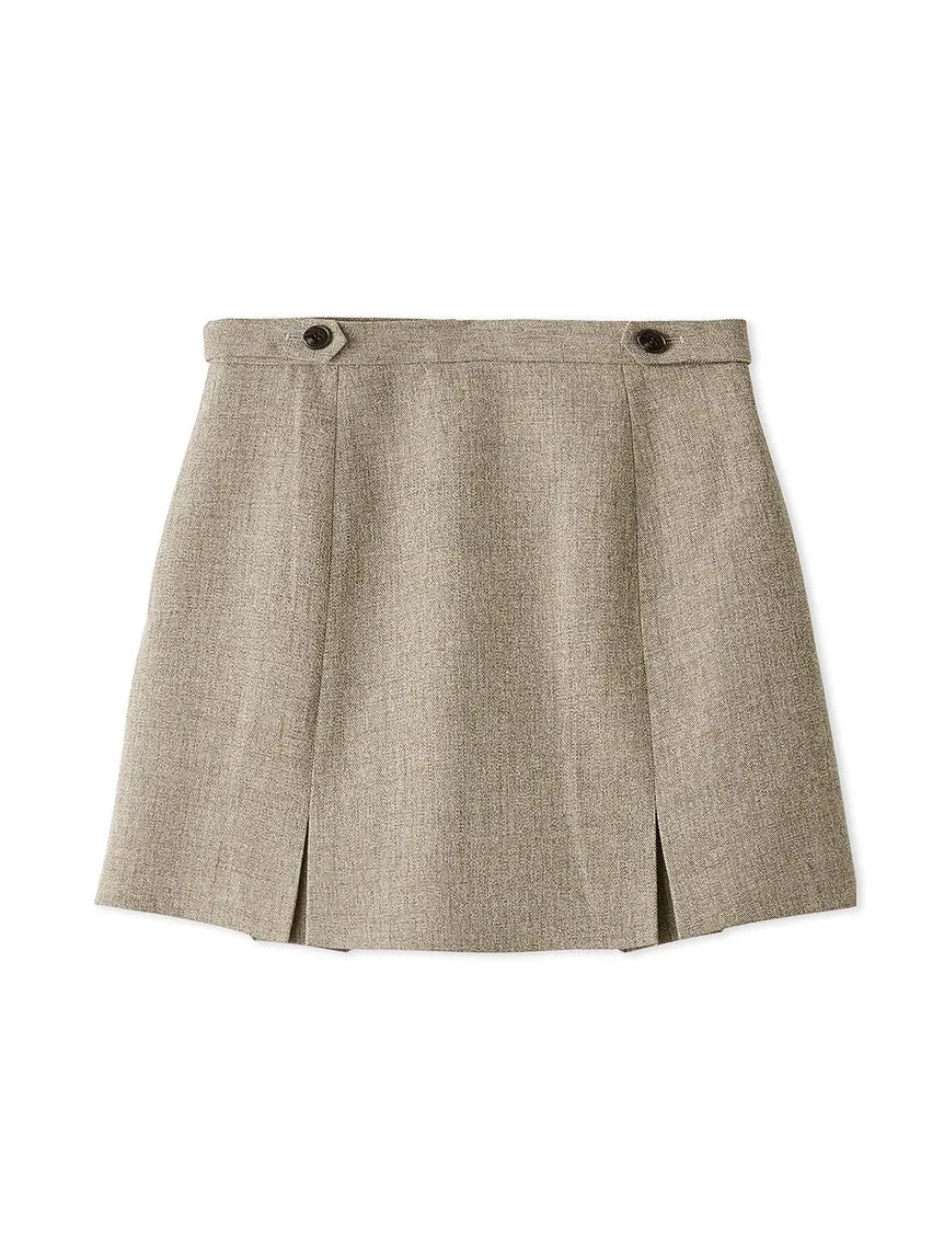 Box Pleats High Waist Tweed Mini Skirt