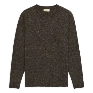 Burrows & Hare Merino Donegal Crew Neck Jumper - Dark Grey