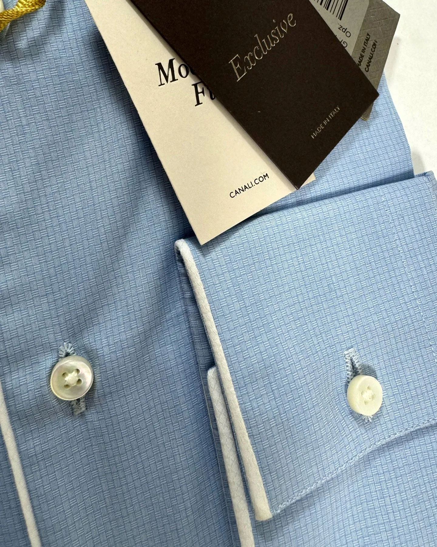 Canali Dress Shirt Exclusive Blue Design - Modern Fit 39 - 15 1/2 SALE
