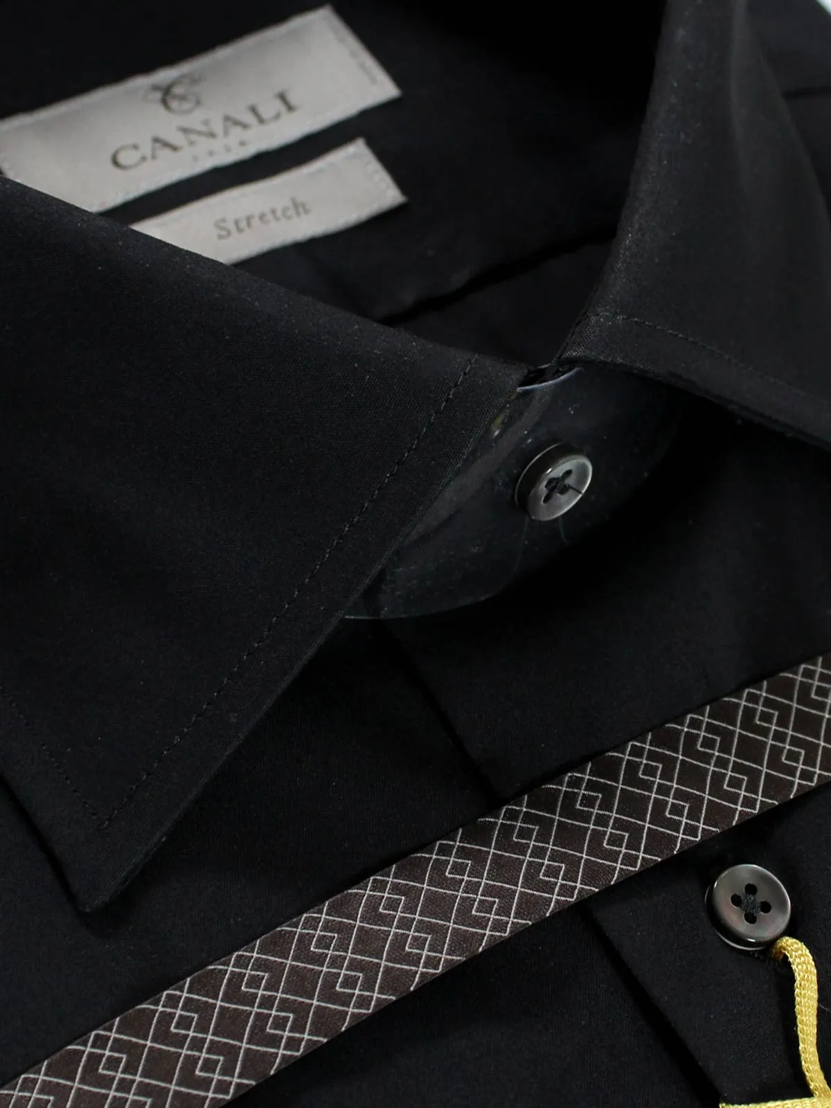 Canali Shirt Black Stretch Modern Fit 43 -17 SALE