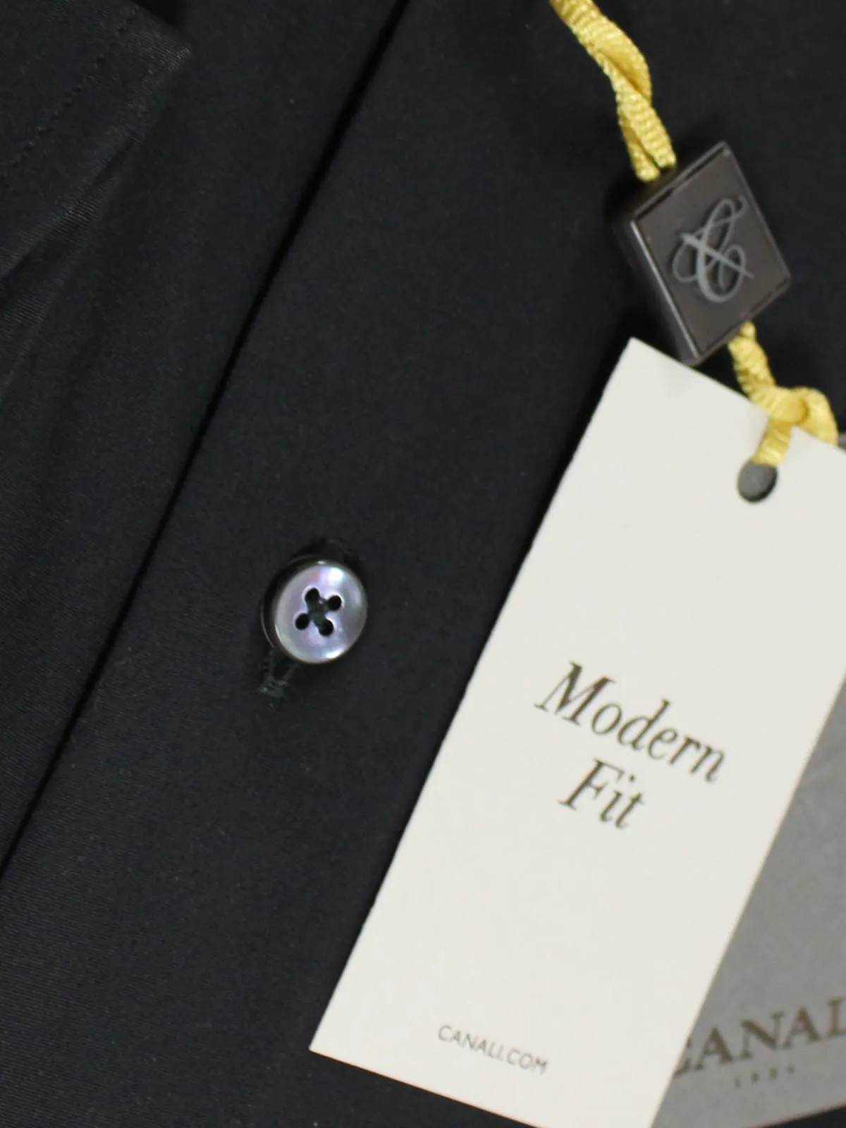 Canali Shirt Black Stretch Modern Fit 43 -17 SALE
