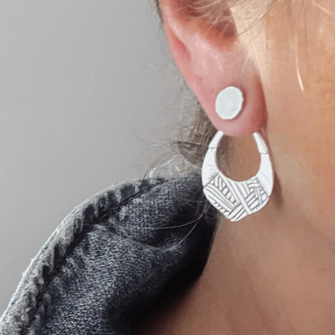 Etched Silver Ear Jackets