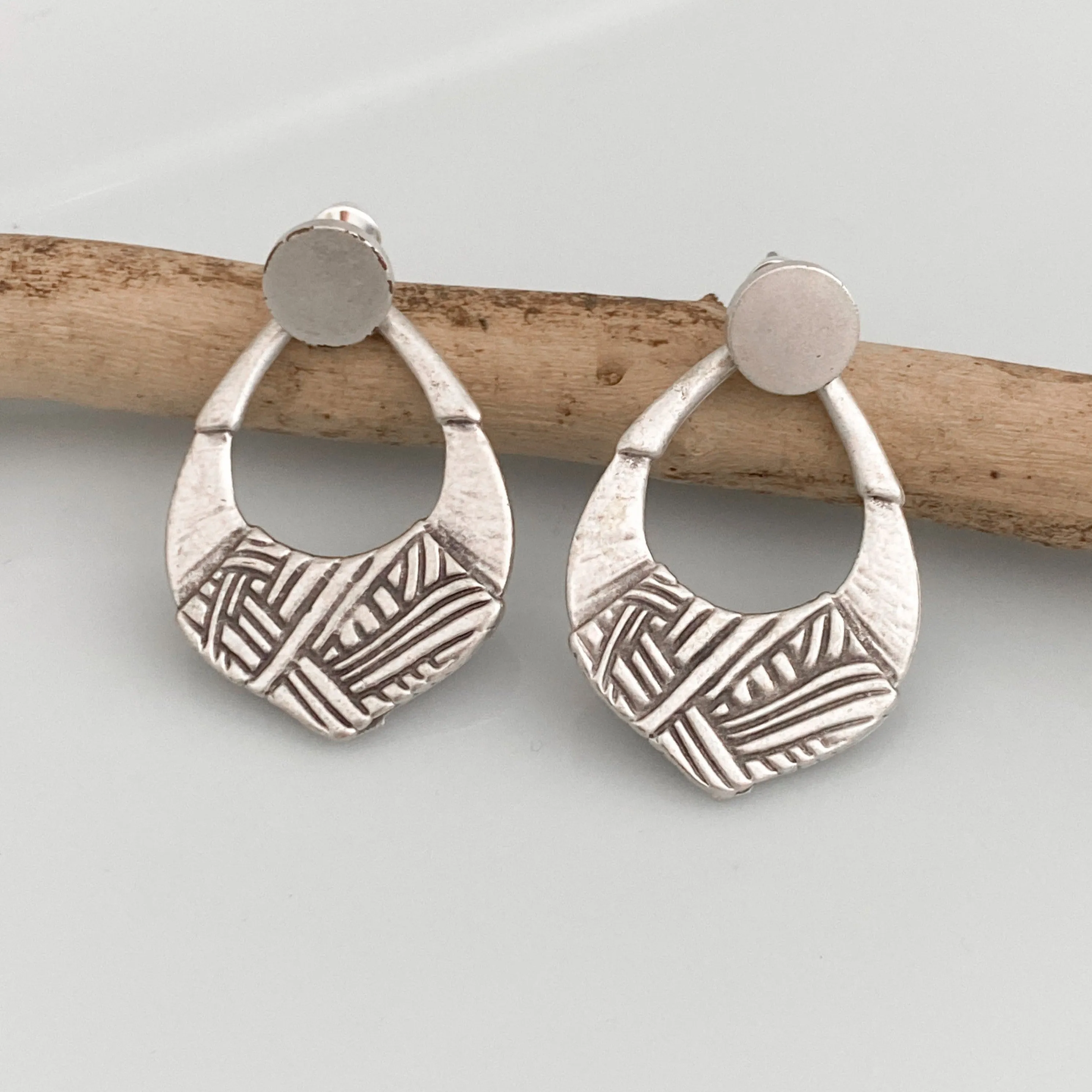 Etched Silver Ear Jackets