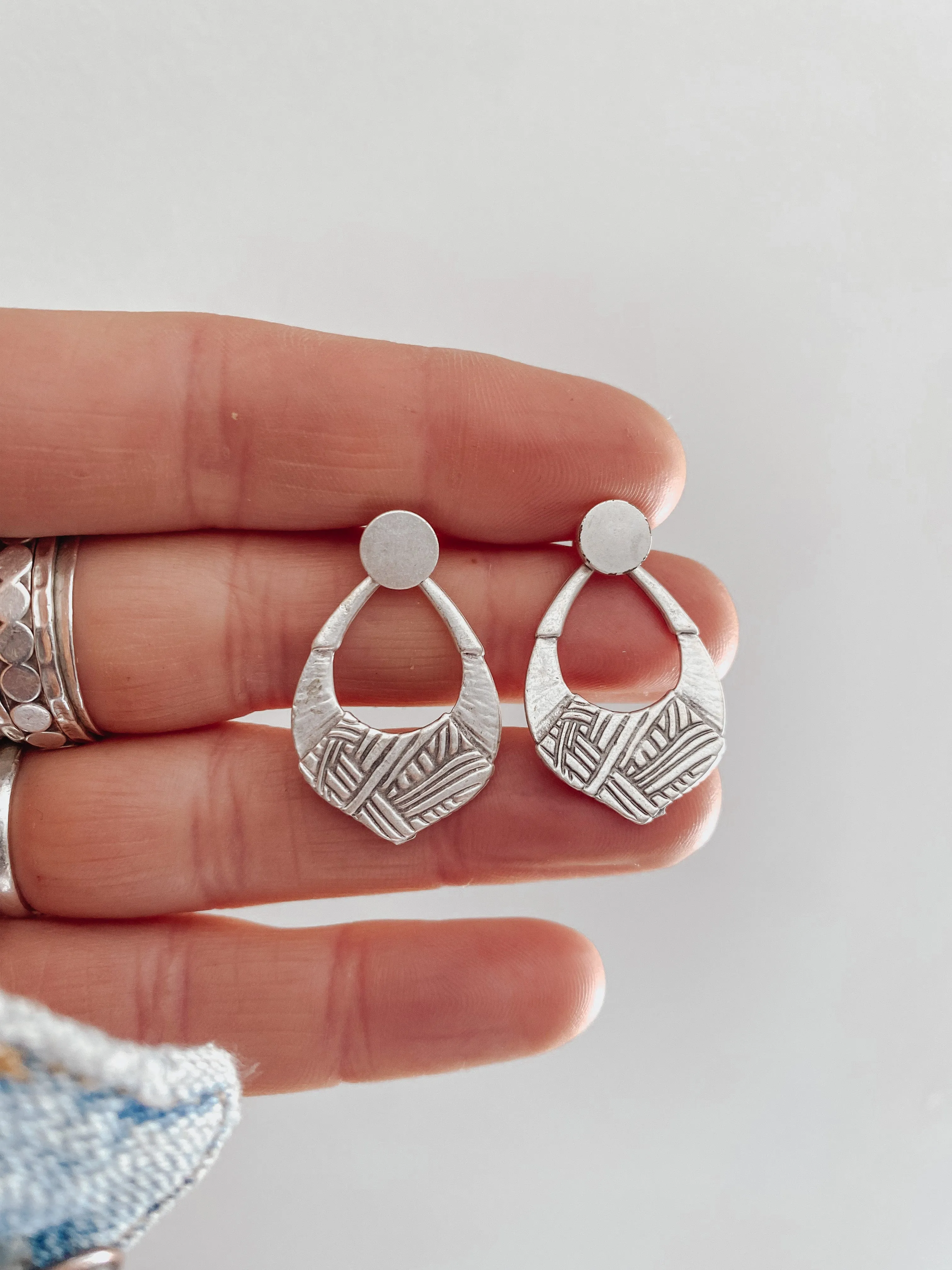 Etched Silver Ear Jackets