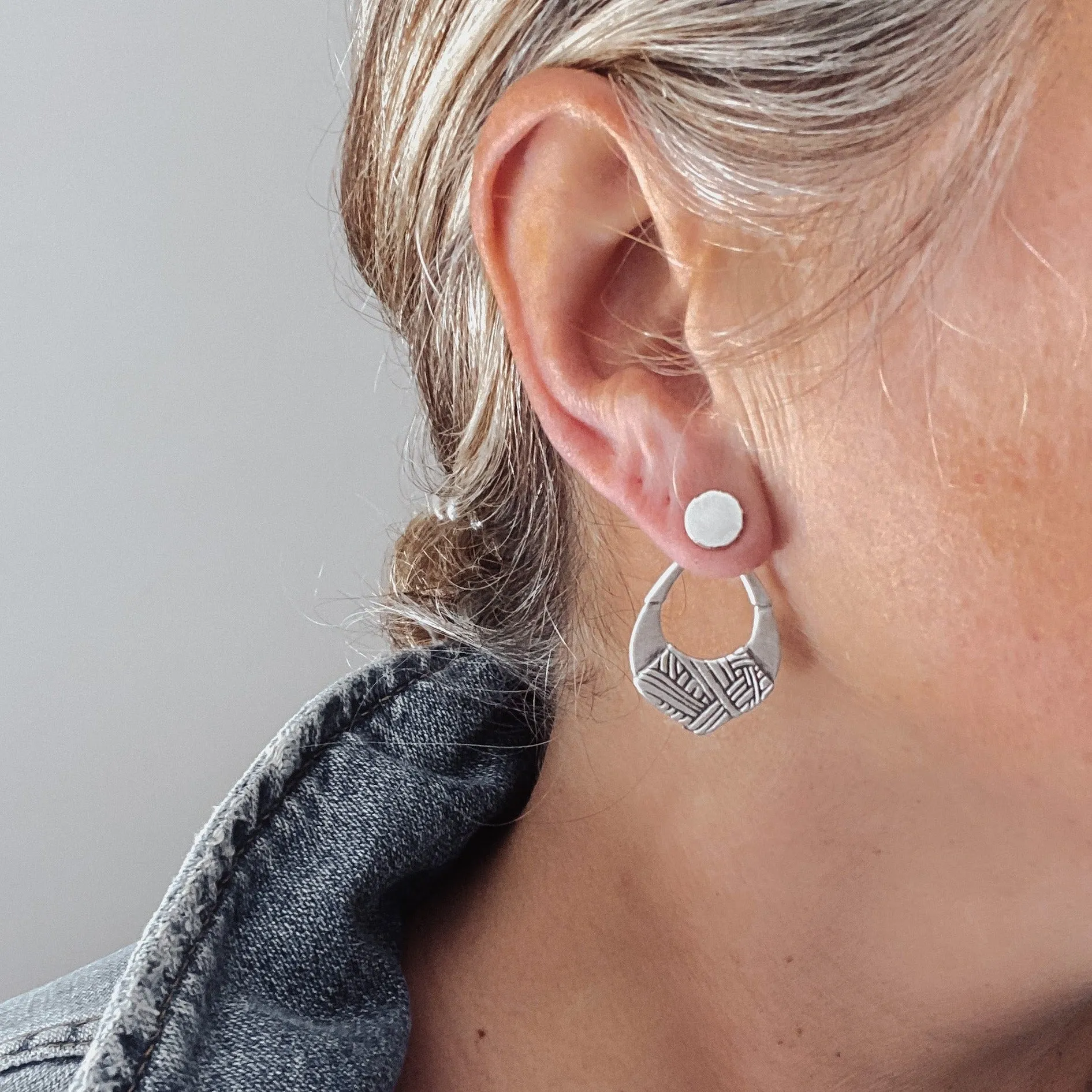 Etched Silver Ear Jackets