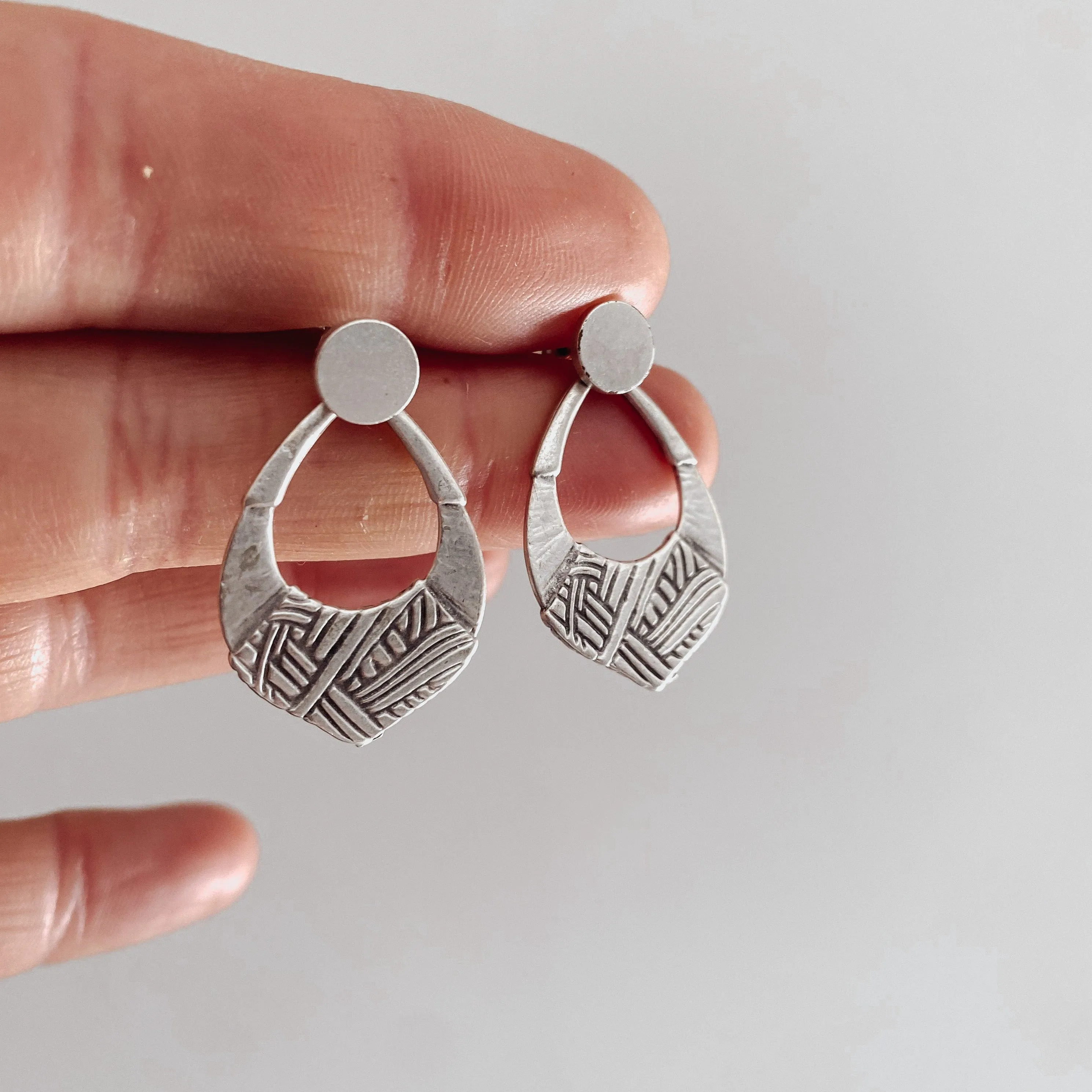 Etched Silver Ear Jackets