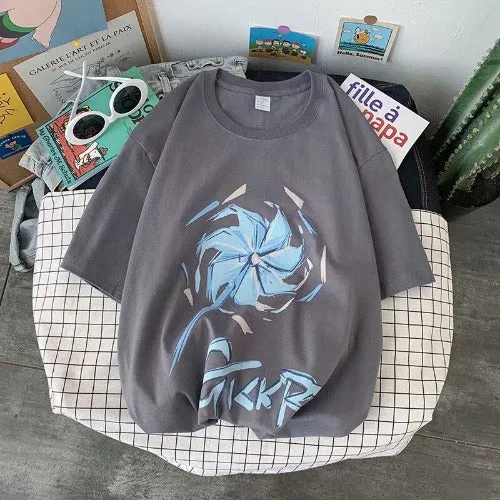Europe Vintage Short Sleeve T-Shirt INS Popular Loose Trendy Tops Harajuku chiStudent T-Shirt