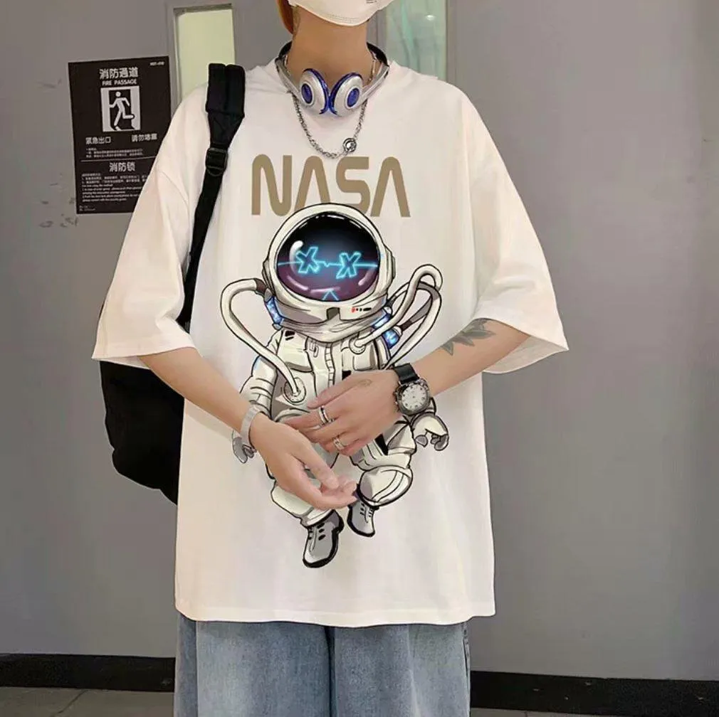 Europe Vintage Short Sleeve T-Shirt INS Popular Loose Trendy Tops Harajuku chiStudent T-Shirt