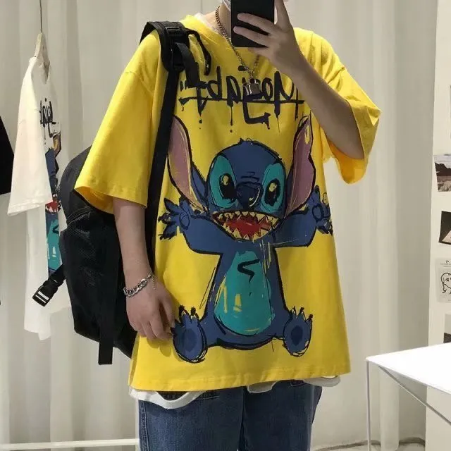 Europe Vintage Short Sleeve T-Shirt INS Popular Loose Trendy Tops Harajuku chiStudent T-Shirt