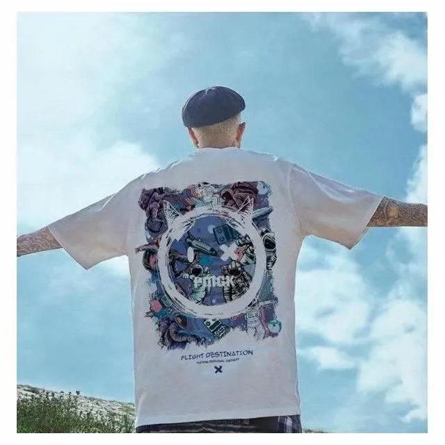 Europe Vintage Short Sleeve T-Shirt INS Popular Loose Trendy Tops Harajuku chiStudent T-Shirt