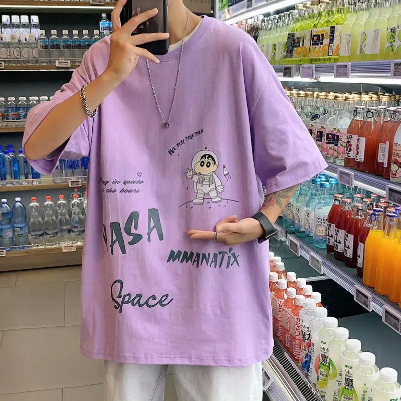Europe Vintage Short Sleeve T-Shirt INS Popular Loose Trendy Tops Harajuku chiStudent T-Shirt