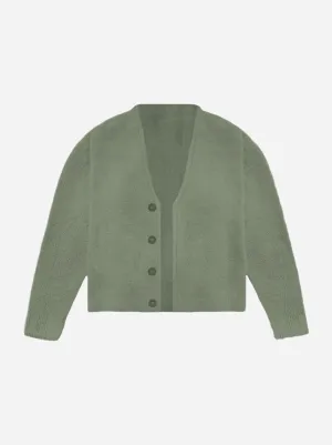 FLUFFY KNIT CARDIGAN - MATCHA