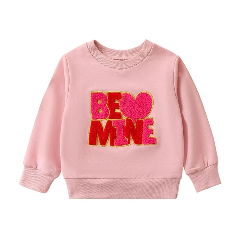 FOCUSNORM 0-24M Toddler Baby Girls Sweatshirt T Shirts Long Sleeve Crew Neck Embroidery Letters Fall Pullover Tops