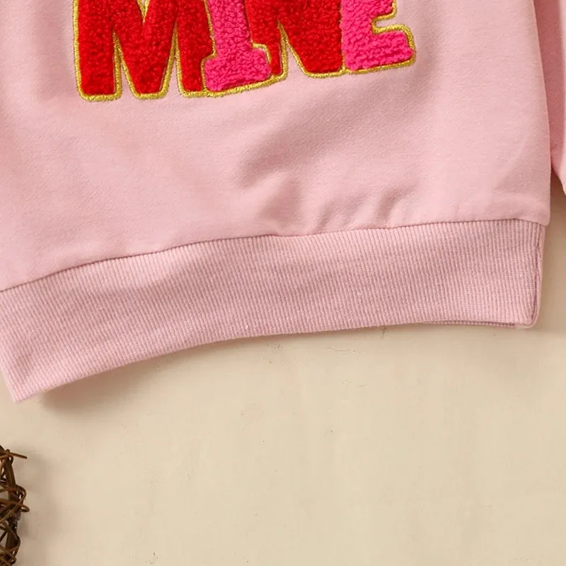 FOCUSNORM 0-24M Toddler Baby Girls Sweatshirt T Shirts Long Sleeve Crew Neck Embroidery Letters Fall Pullover Tops