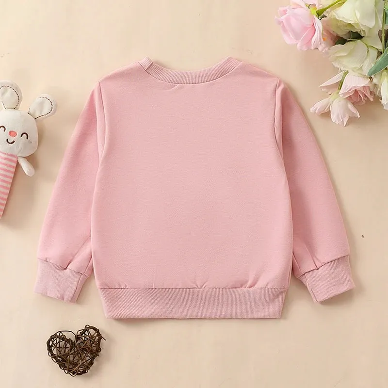 FOCUSNORM 0-24M Toddler Baby Girls Sweatshirt T Shirts Long Sleeve Crew Neck Embroidery Letters Fall Pullover Tops