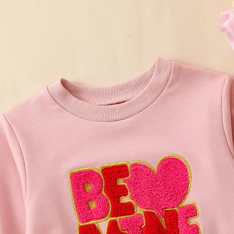 FOCUSNORM 0-24M Toddler Baby Girls Sweatshirt T Shirts Long Sleeve Crew Neck Embroidery Letters Fall Pullover Tops