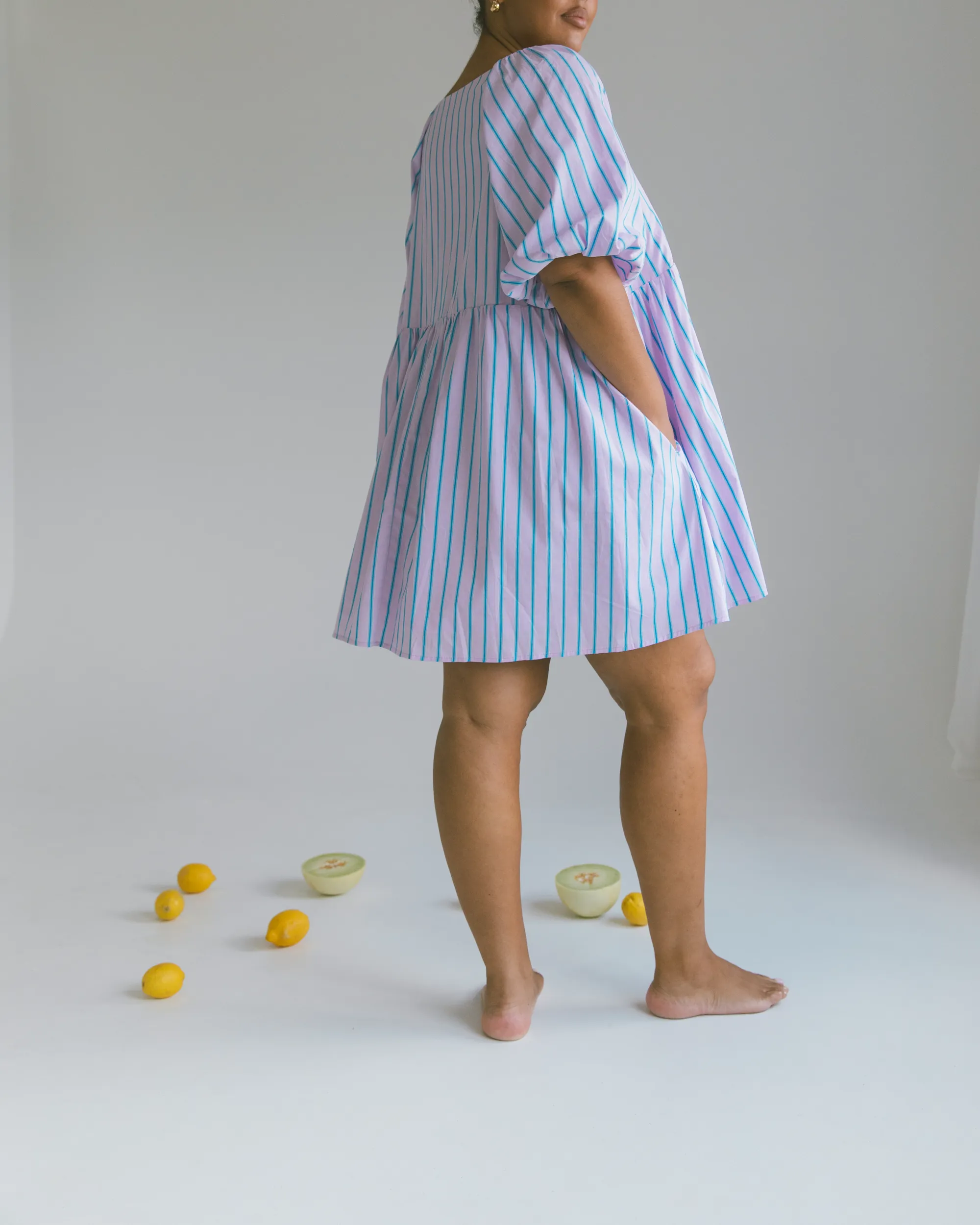 Frankie Dress | Purple & Blue Stripe