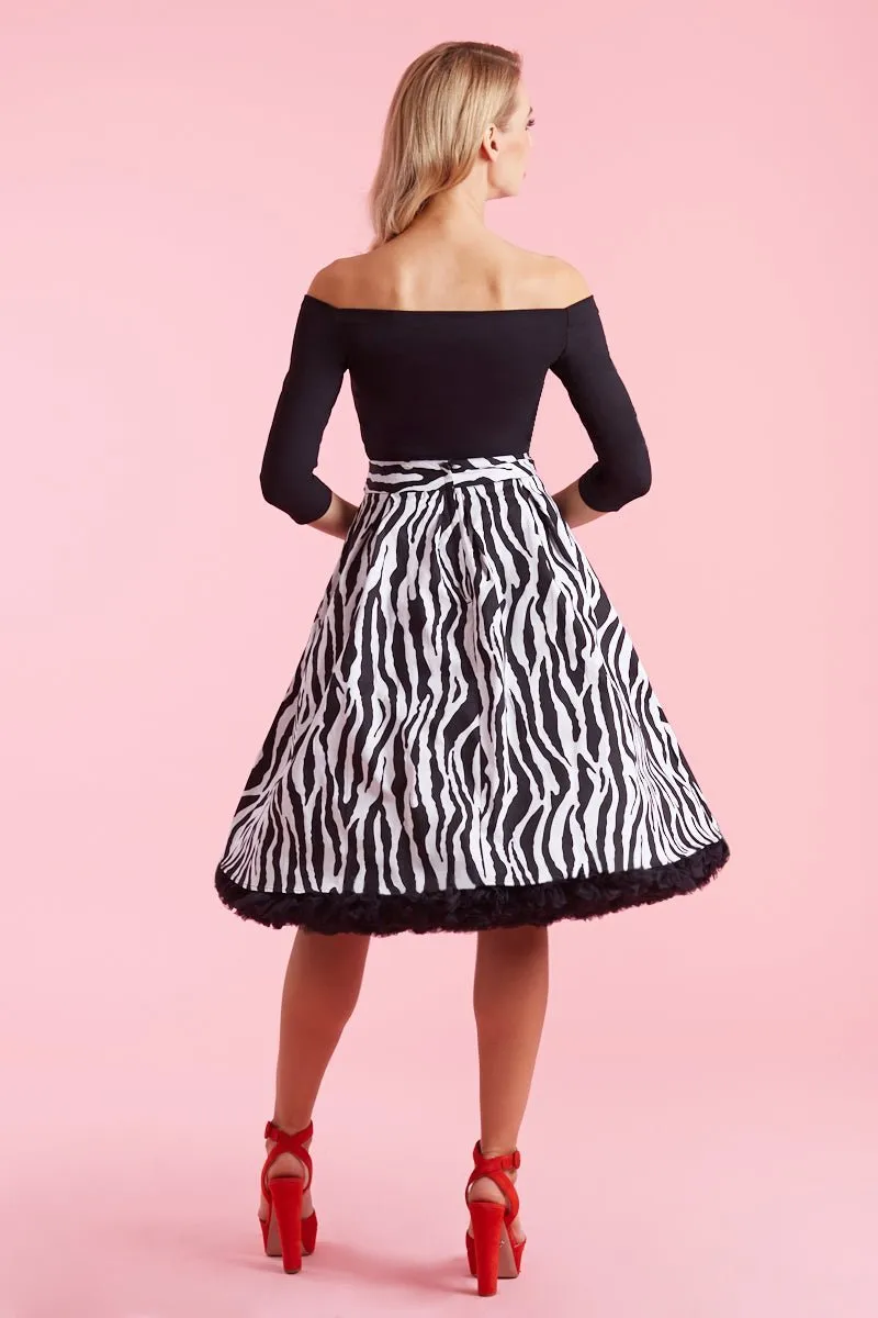 Gloria Rockabilly Off Shoulder Black Top