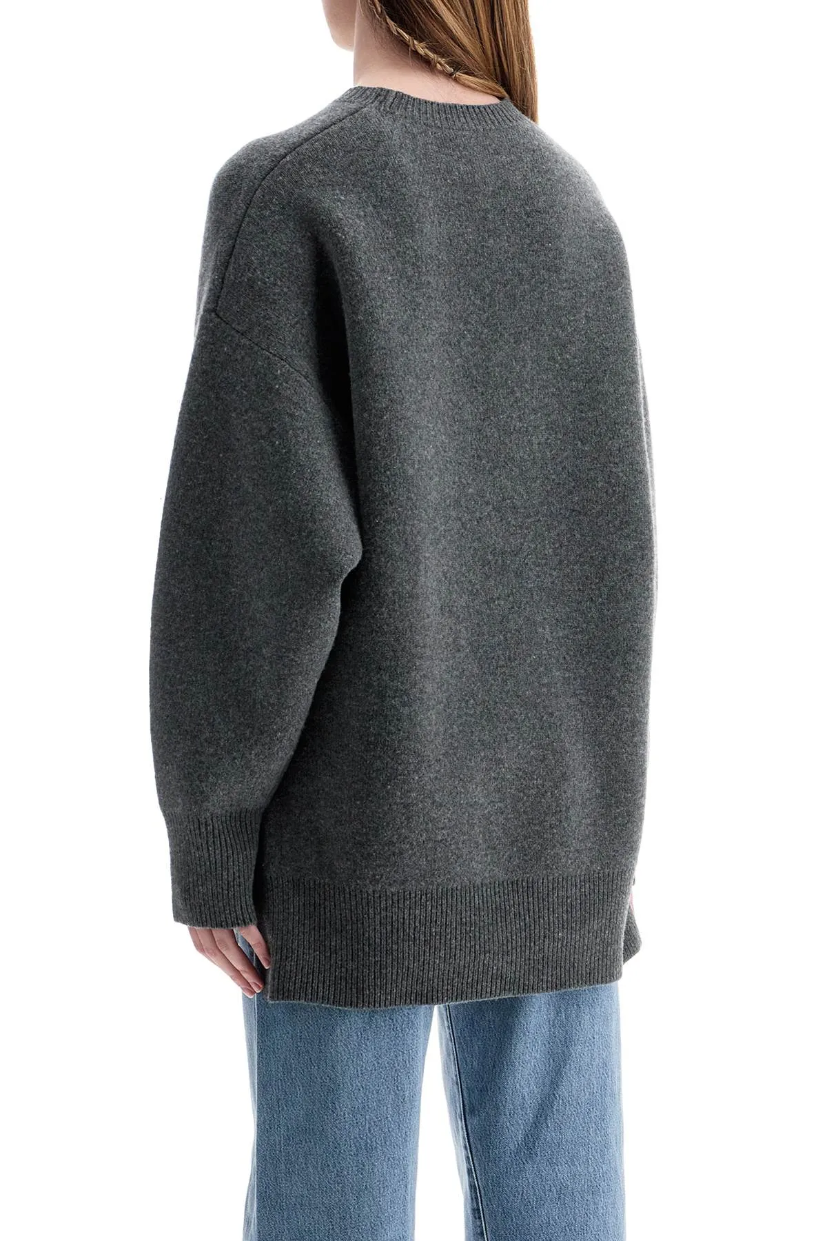 gray melange wool and cashmere sweater with wide neck 251 WRT4626 YA0132 GREY MELANGE