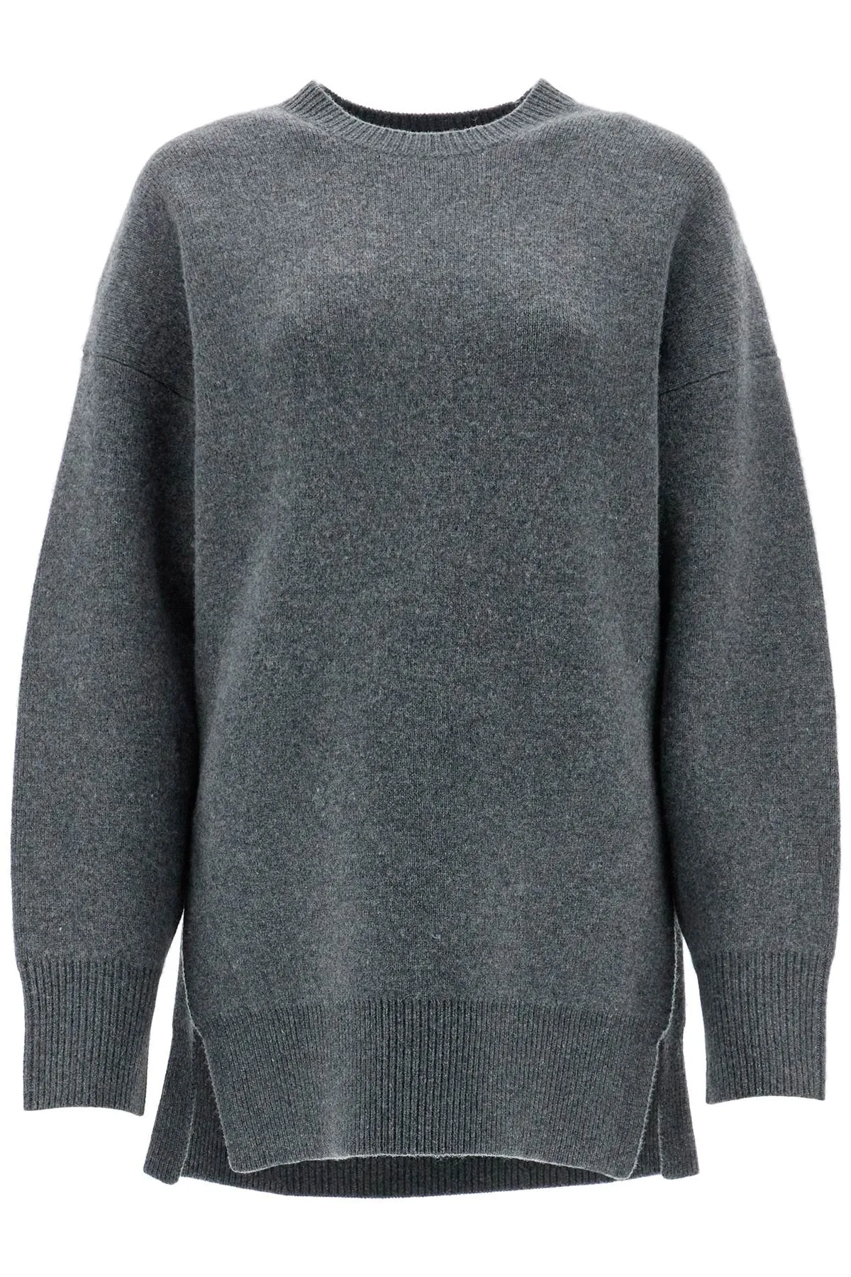 gray melange wool and cashmere sweater with wide neck 251 WRT4626 YA0132 GREY MELANGE