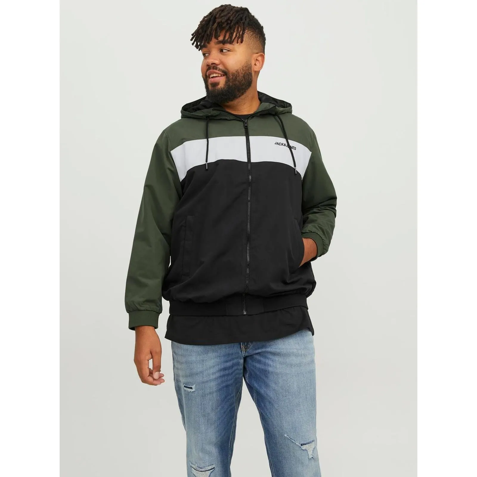 Jack & Jones Mens Rush Big & Tall Full Zip Hoodie