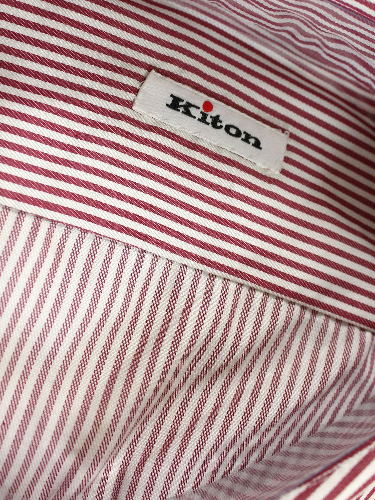Kiton Dress Shirt White Maroon Stripes 43 - 17 SALE