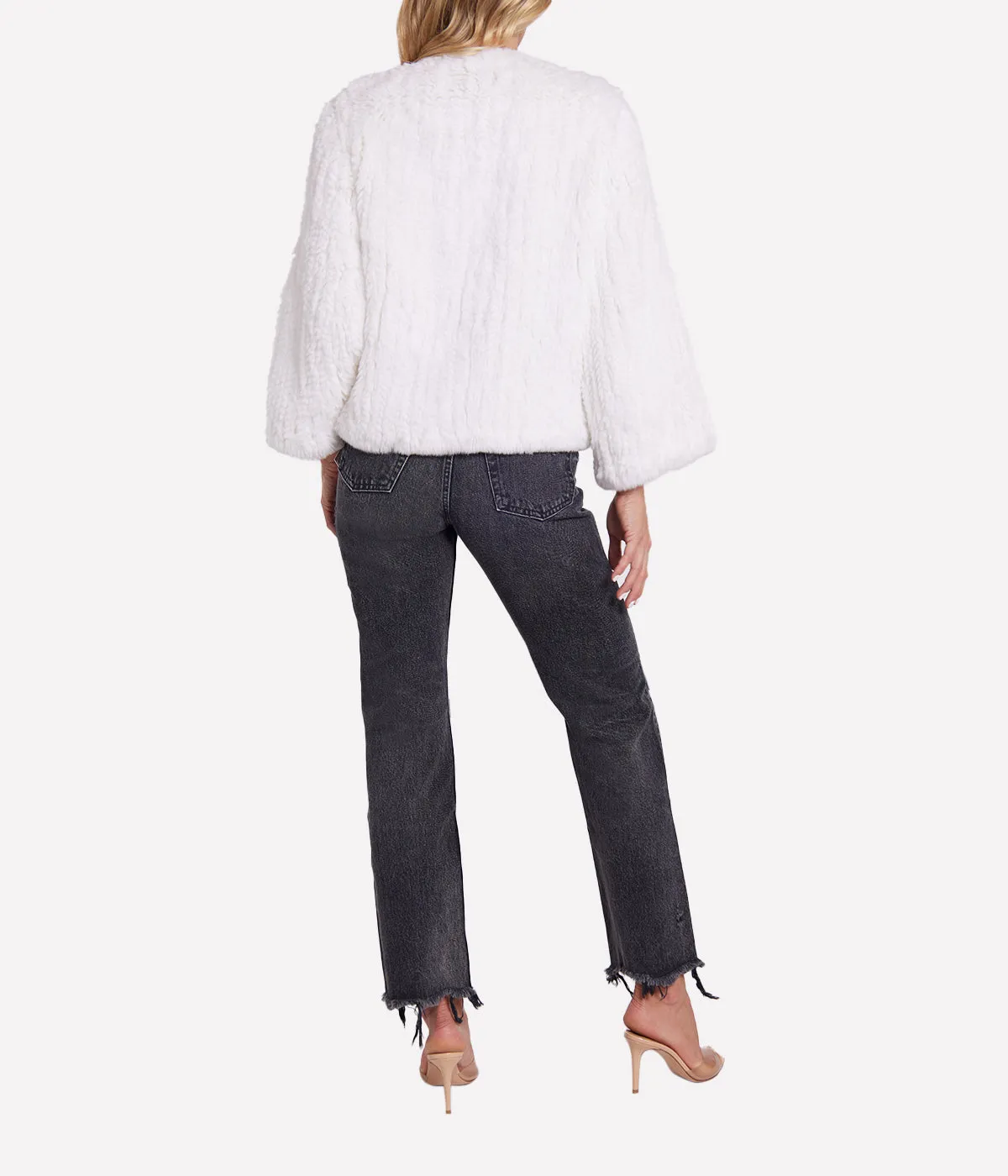 Knitted Fur Jacket in White