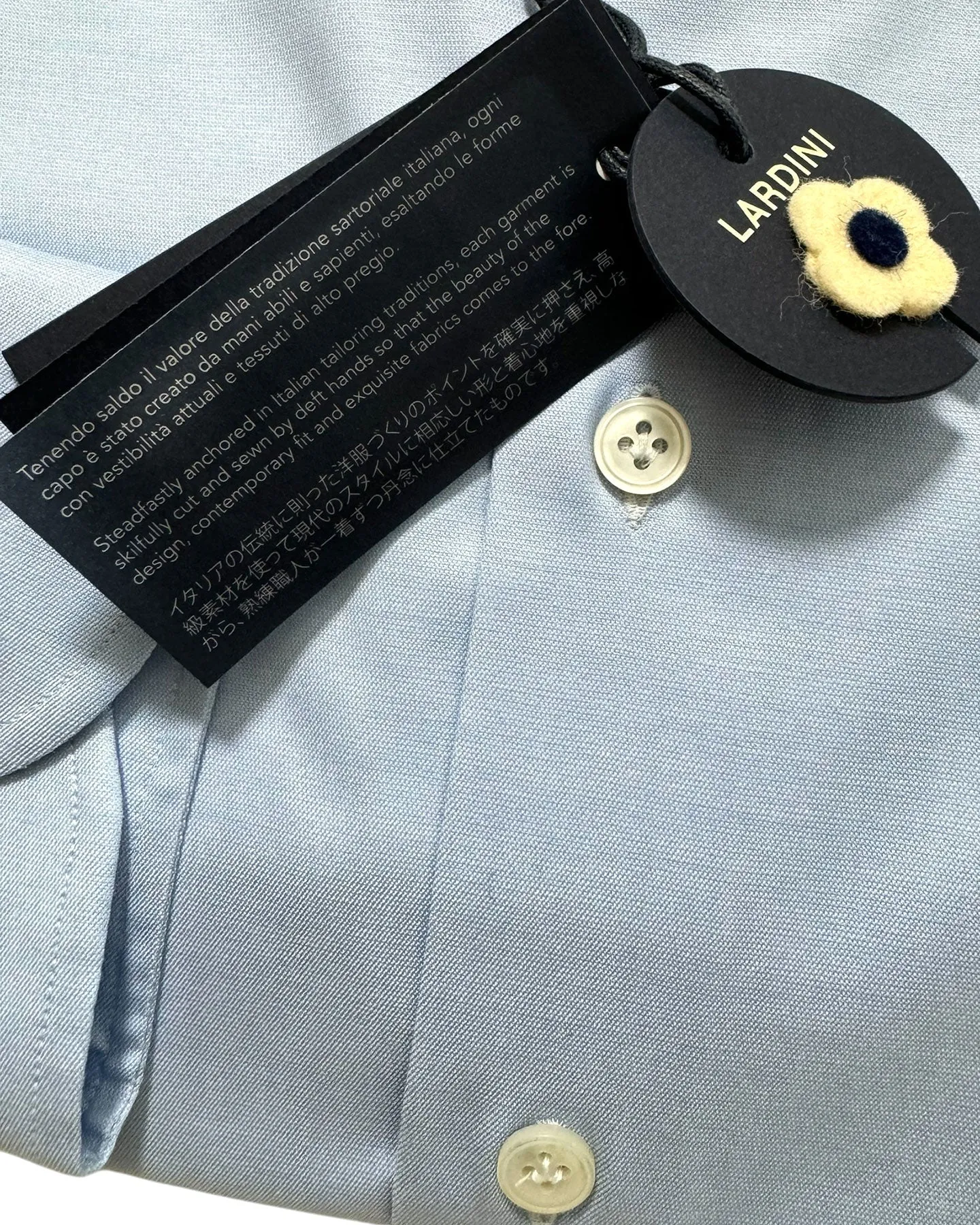 Lardini Dress Shirt Solid Blue - Spread Collar 41 - 16