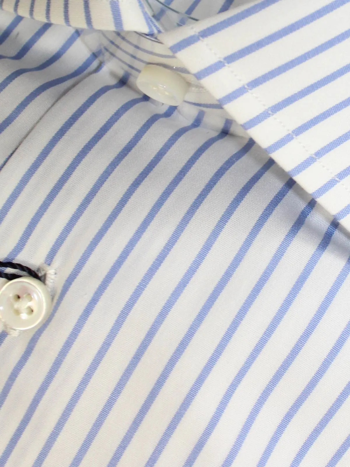 Mattabisch Dress Shirt White Blue Stripes 38 - 15 SALE