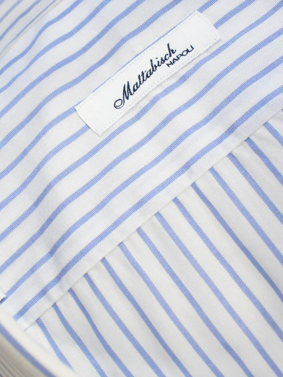 Mattabisch Dress Shirt White Blue Stripes 38 - 15 SALE