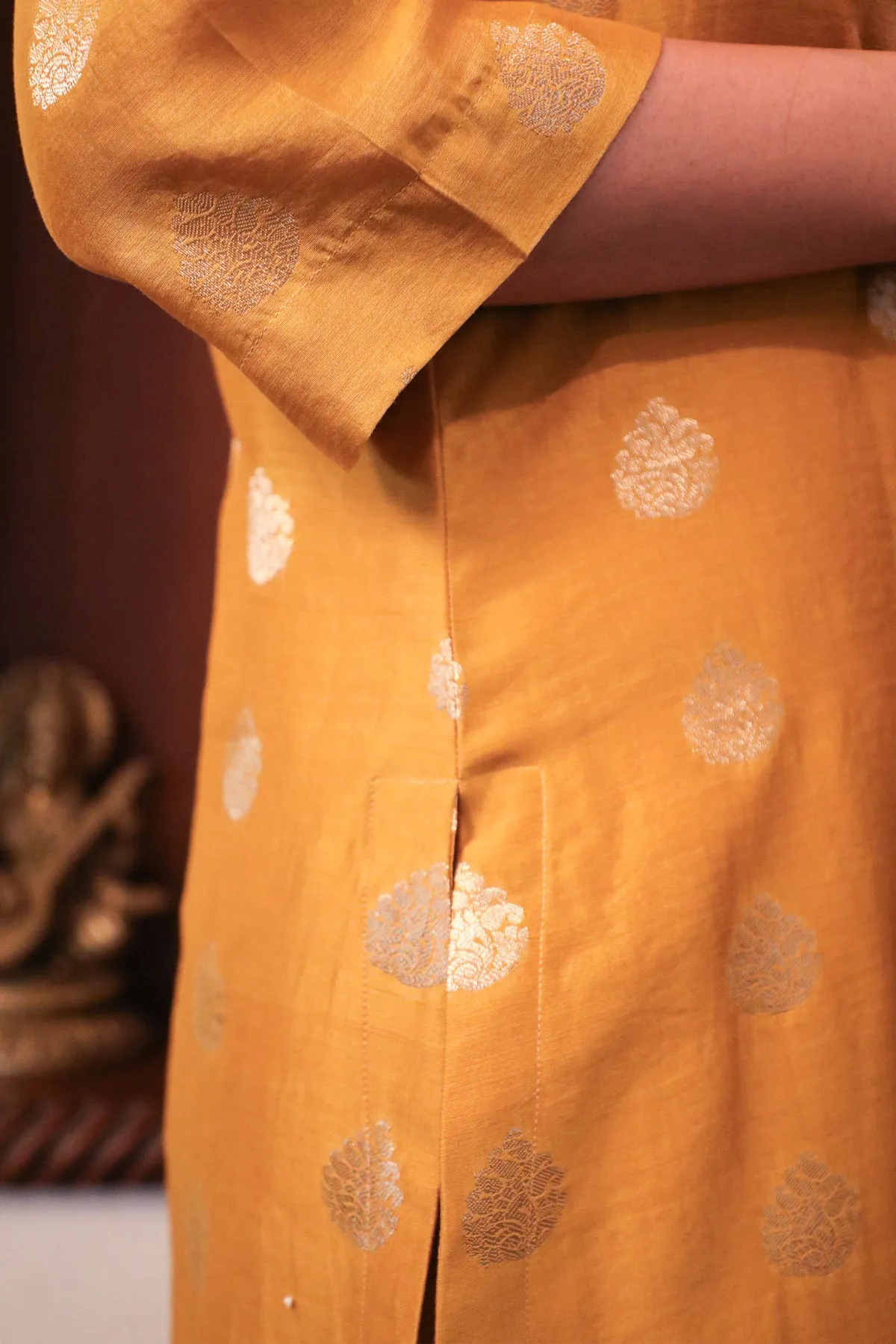 Meera Round Neck Kurta - Yellow