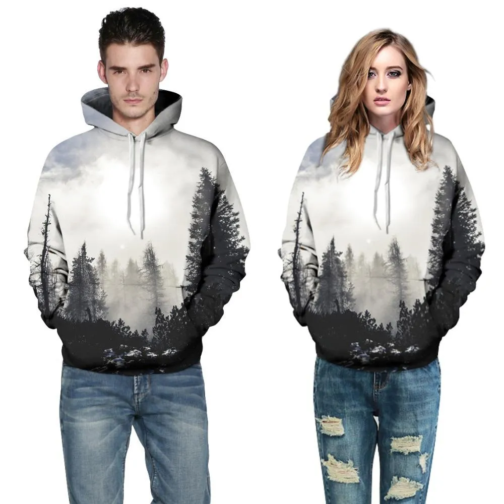 Men's 3D Forest Print Hoodies