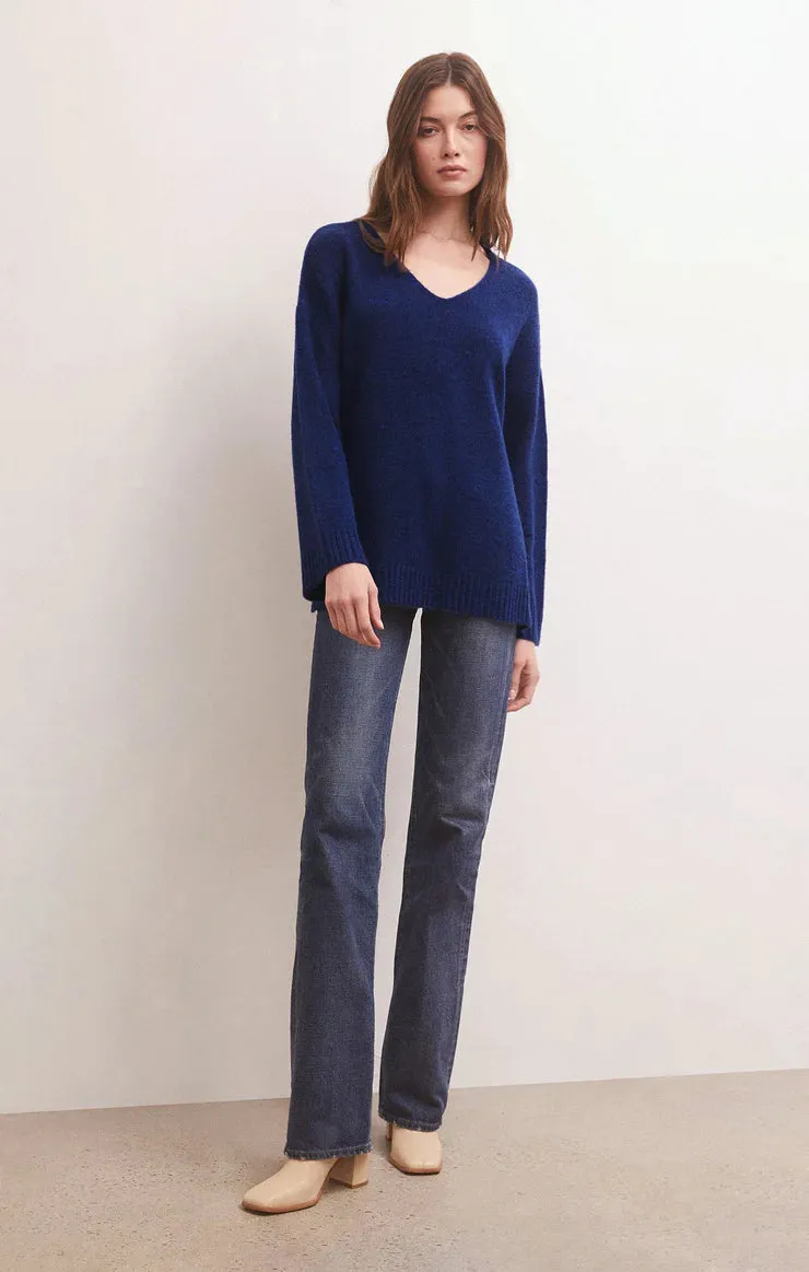 Modern V-Neck Sweater | Space Blue