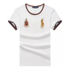 PRL Custom Fit Horseman Logo Designed Cotton T-shirt - White
