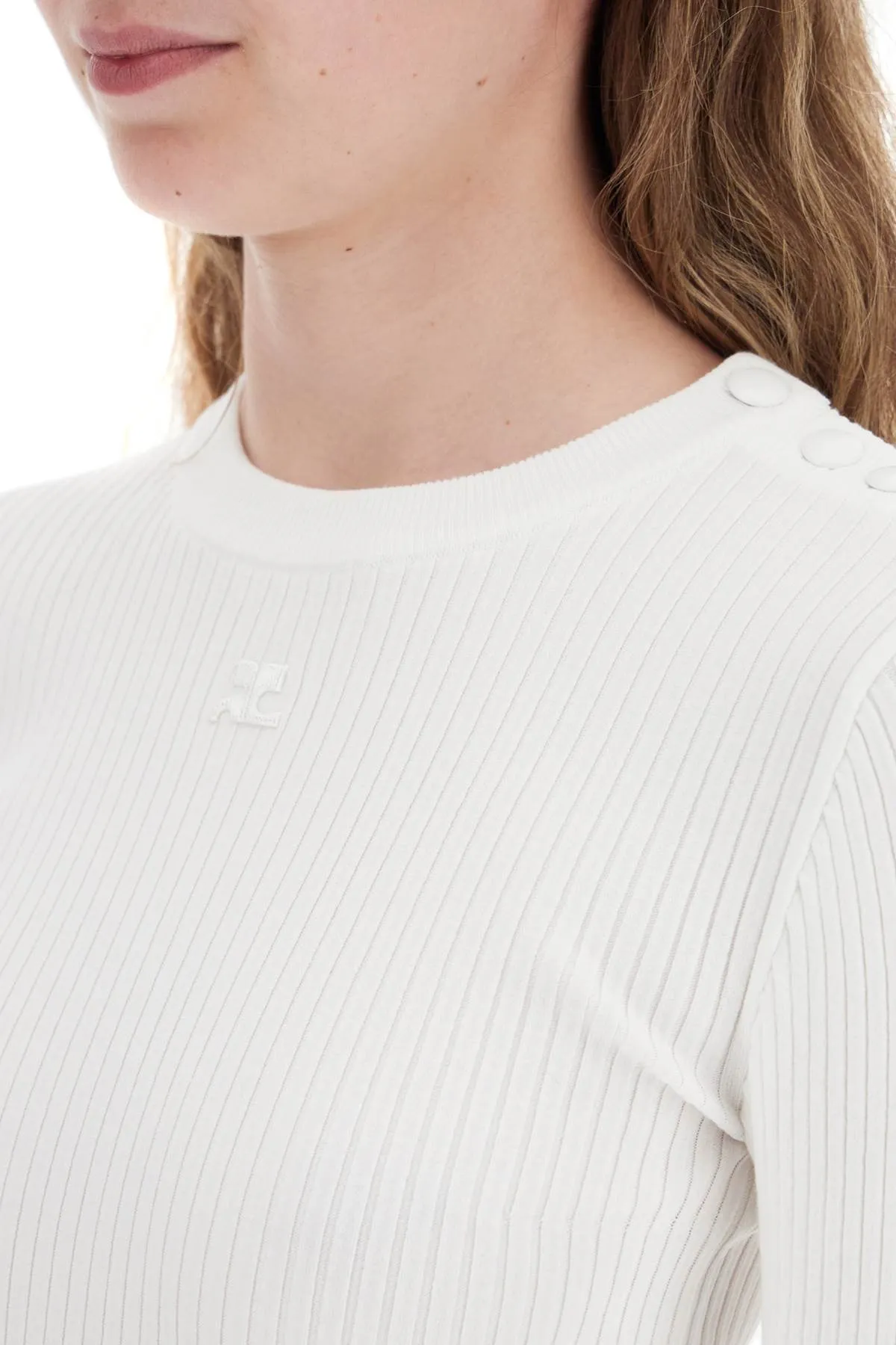 "ribbed stretch knit pullover sweater VESMPU187FI0001 HERITAGE WHITE